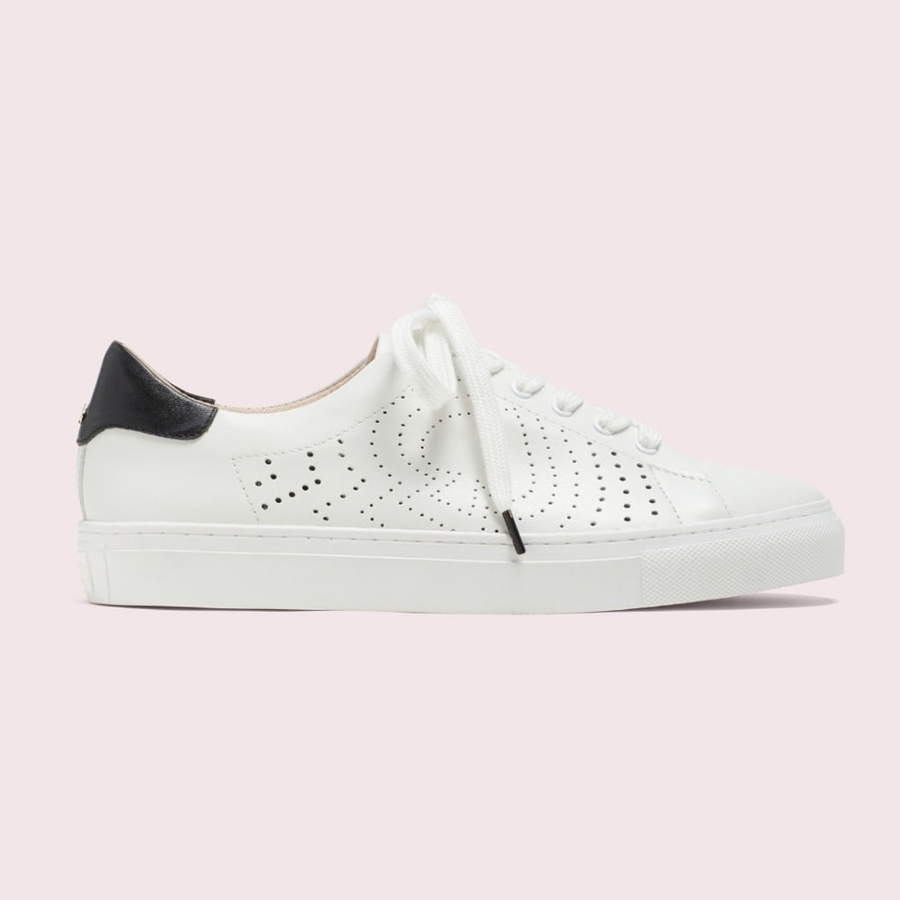Kate Spade Perforated White Leather Sneakers - Picture 3 of 7